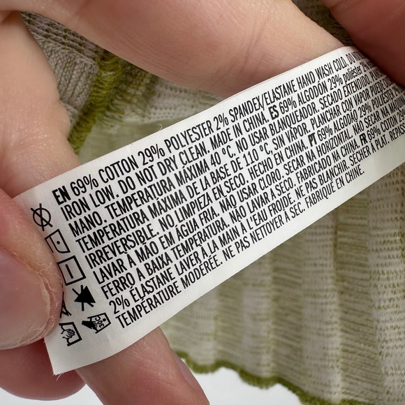 Forever 21 Y2K Ribbed Button Front Crop Baby Tee Top Green White Size L Lettuce - Picture 7 of 9